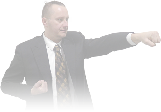 businessman doing karate punch